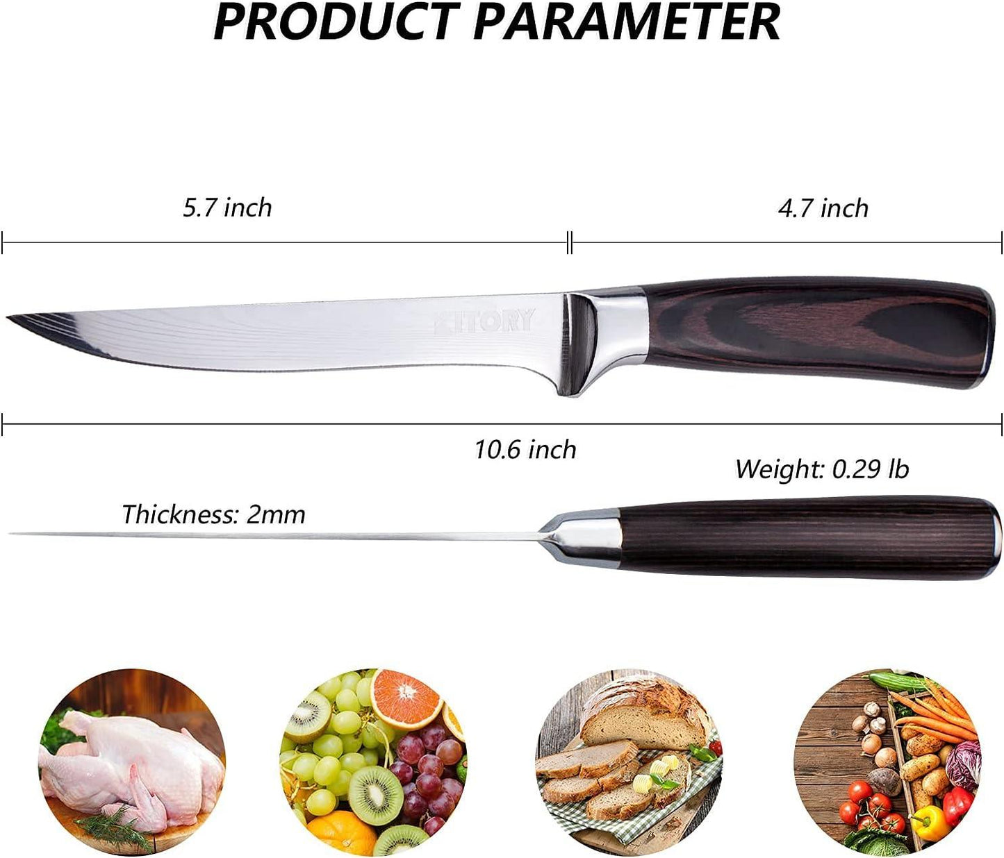 Kitory 6'' Boning Knife with Sheath - KITORY Cutlery