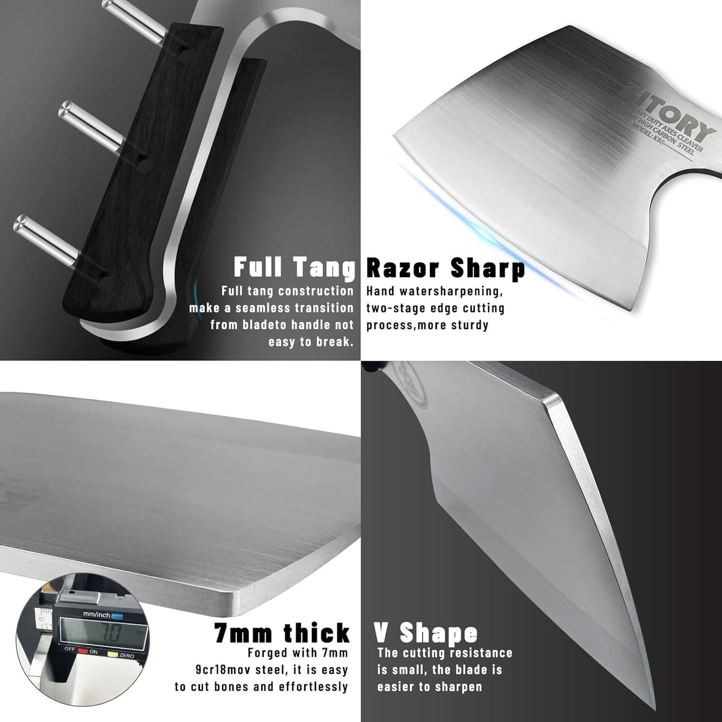 Kitory 6.3'' Super Heavy Duty Meat Cleaver - KITORY Cutlery