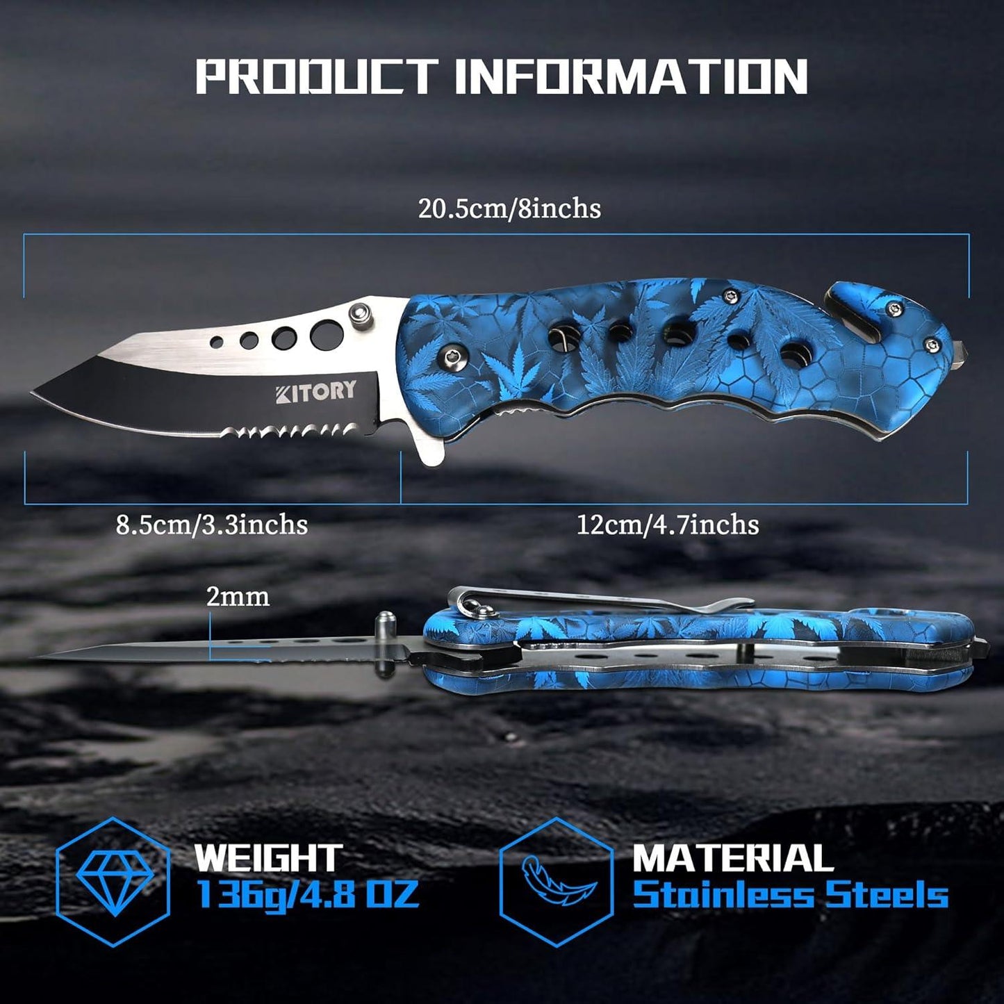Kitory 3.3'' Multi-Purpose Folding Pocket Knife - KITORY Cutlery
