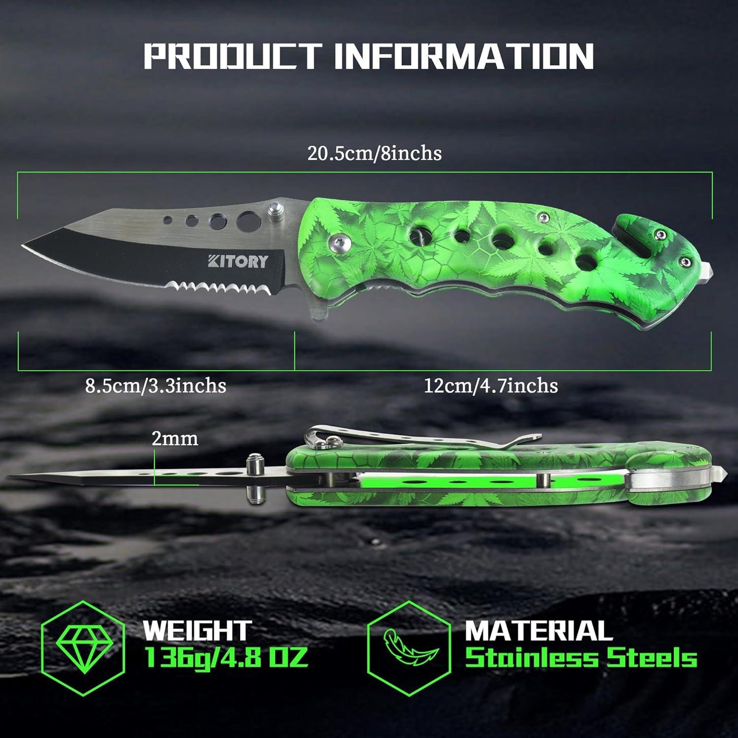Kitory 3.3'' Multi-Purpose Folding Pocket Knife - KITORY Cutlery