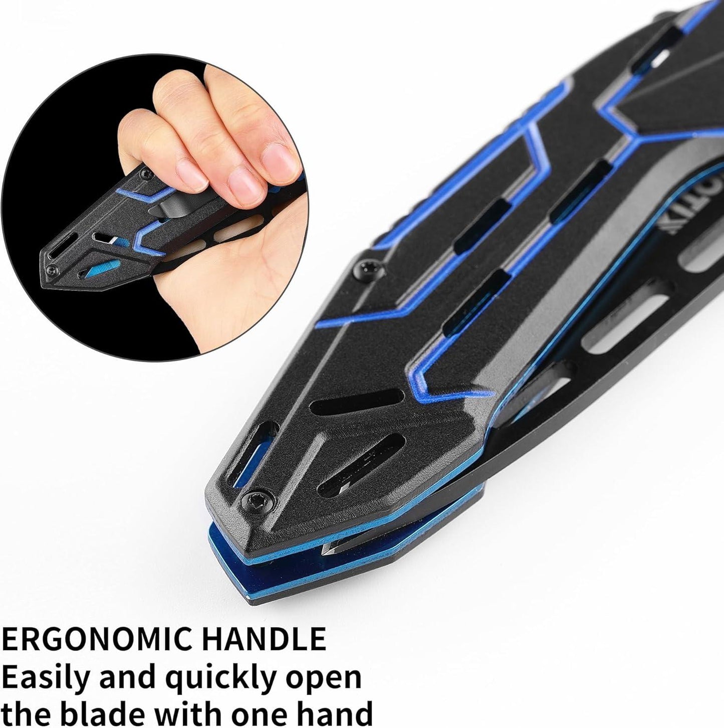 Kitory 3.3" Blue Devil Folding Pocket Knife with 8Cr15MoV Stainless Steels Blade - KITORY Cutlery