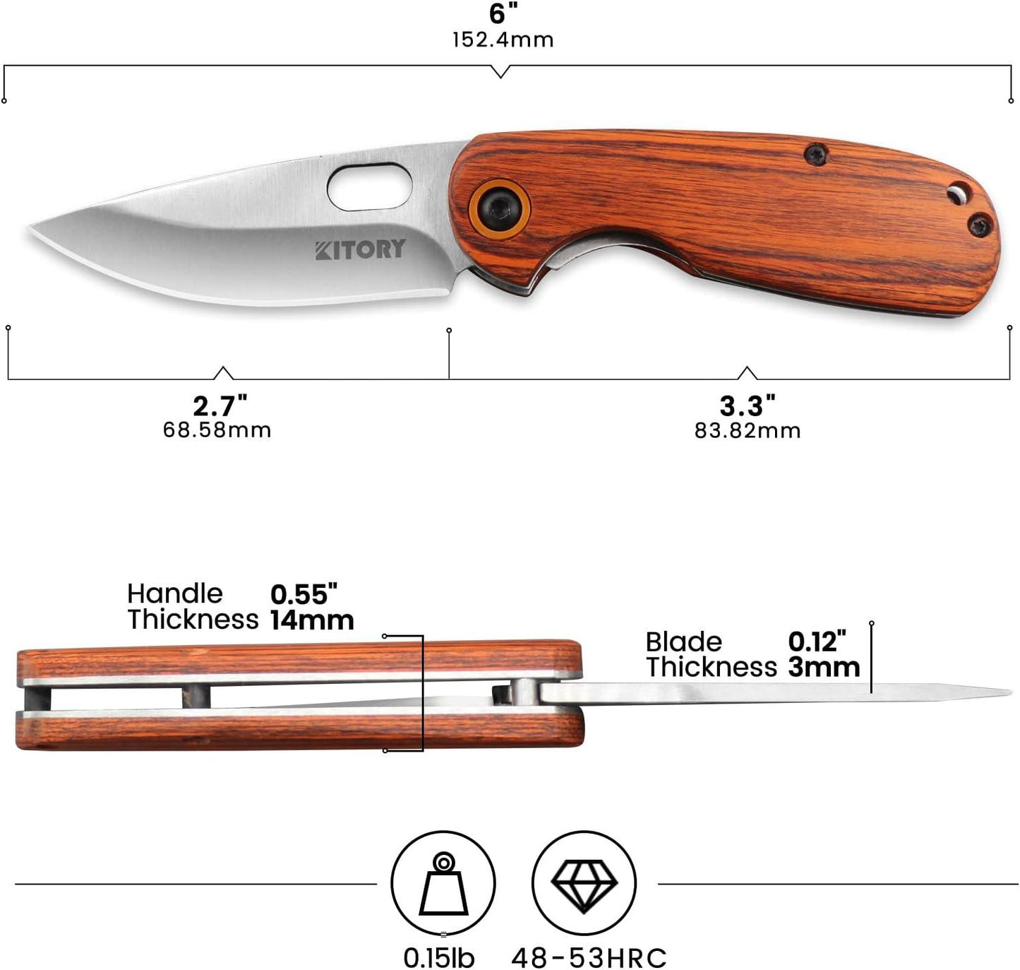 Kitory 2.7'' EDC Pocket Knife - KITORY Cutlery