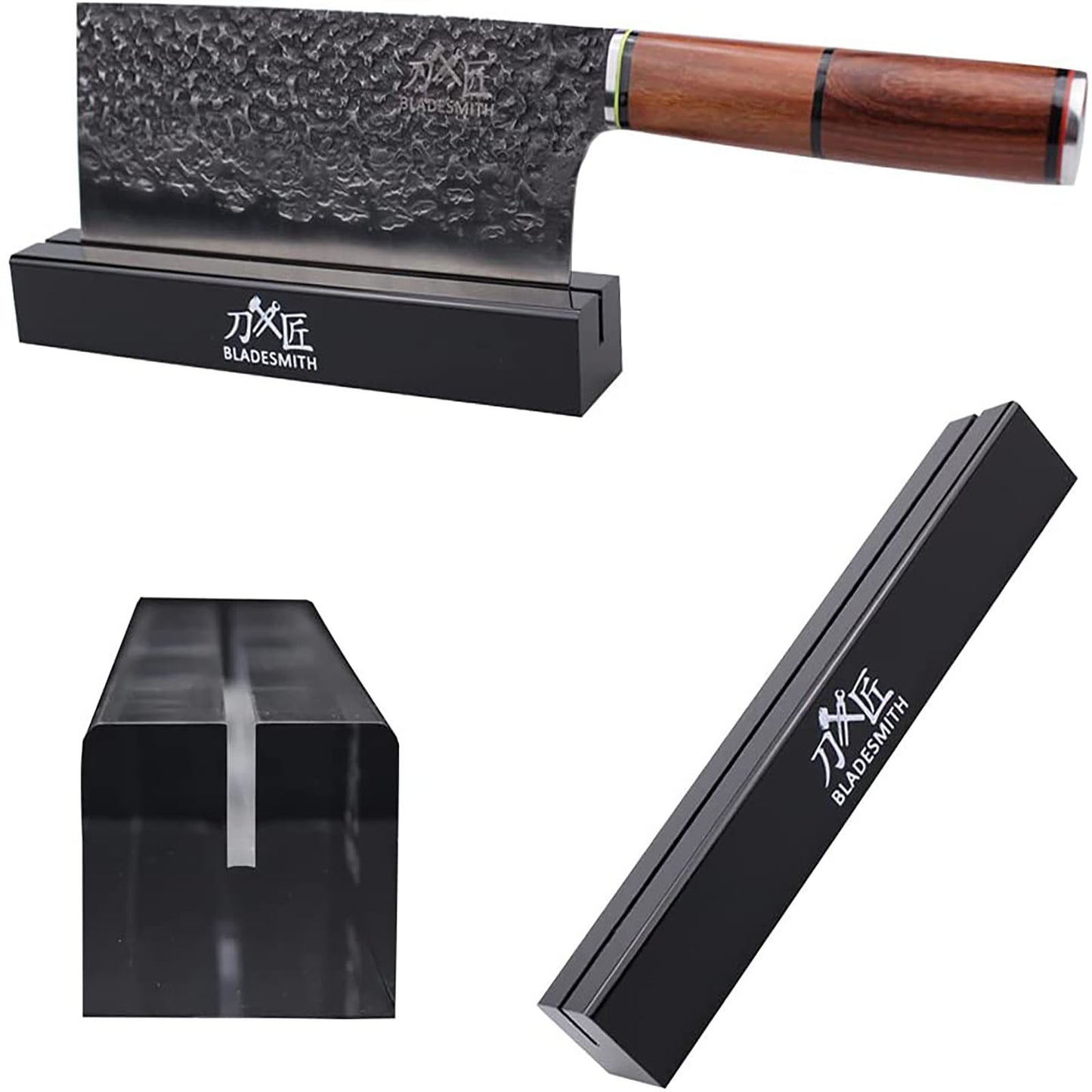 Knife Block 8 Inch Anti-Shatter Hand Polished Acrylic Knife Holder Without Knives Black