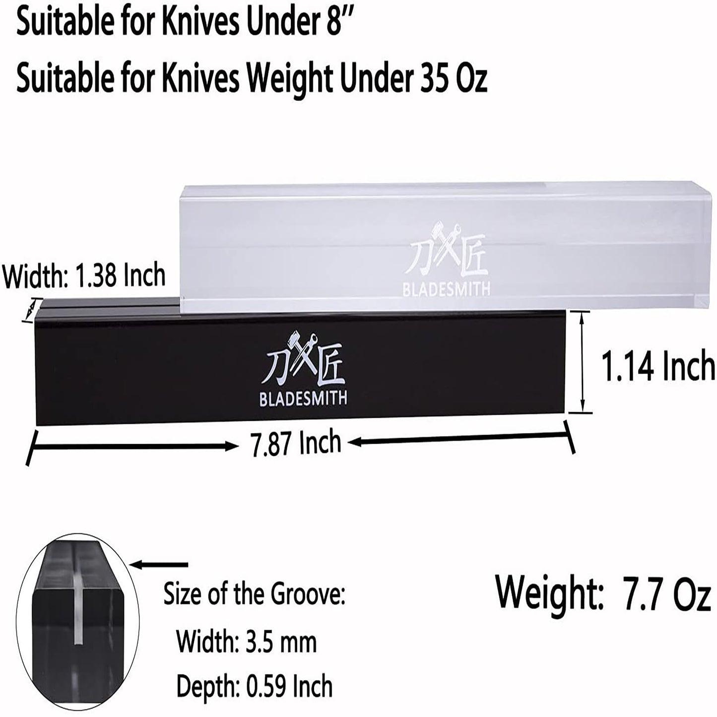 Knife Block 8 Inch Anti-Shatter Hand Polished Acrylic Knife Holder Without Knives Black