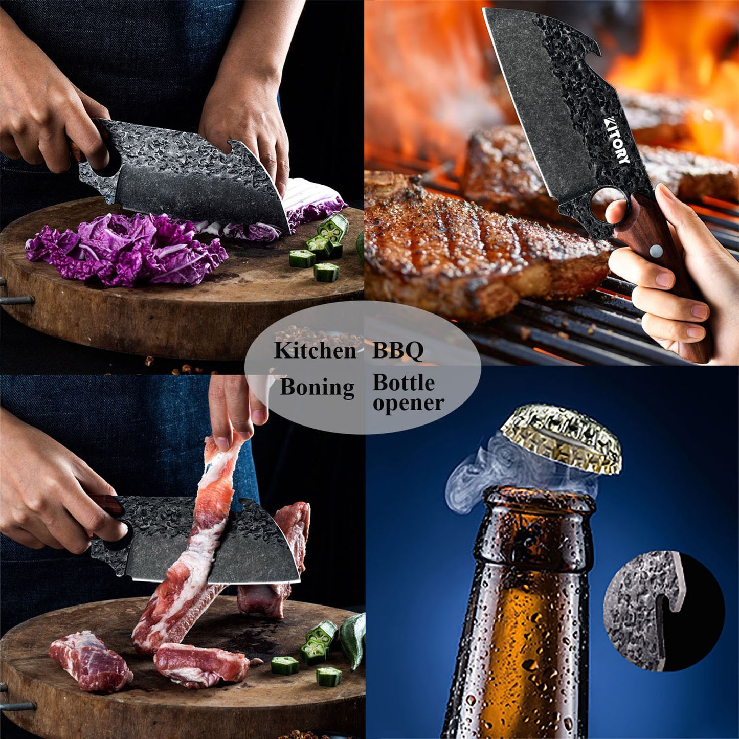 Kitory Multi-Function Kitchen Cutlery With Large Finger Hole Bottle Opener