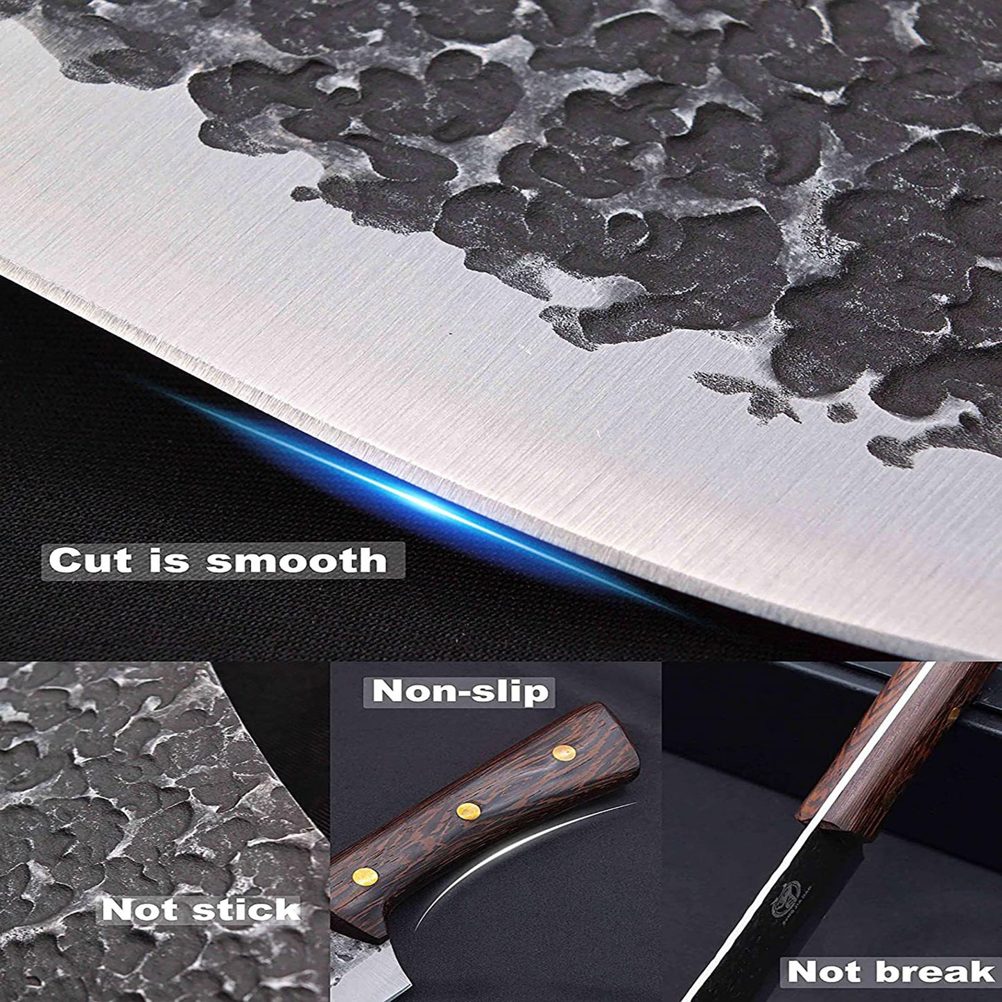 ZENG JIA DAO Butcher Knife 7 Inch Vacuum Treated High Carbon Steel