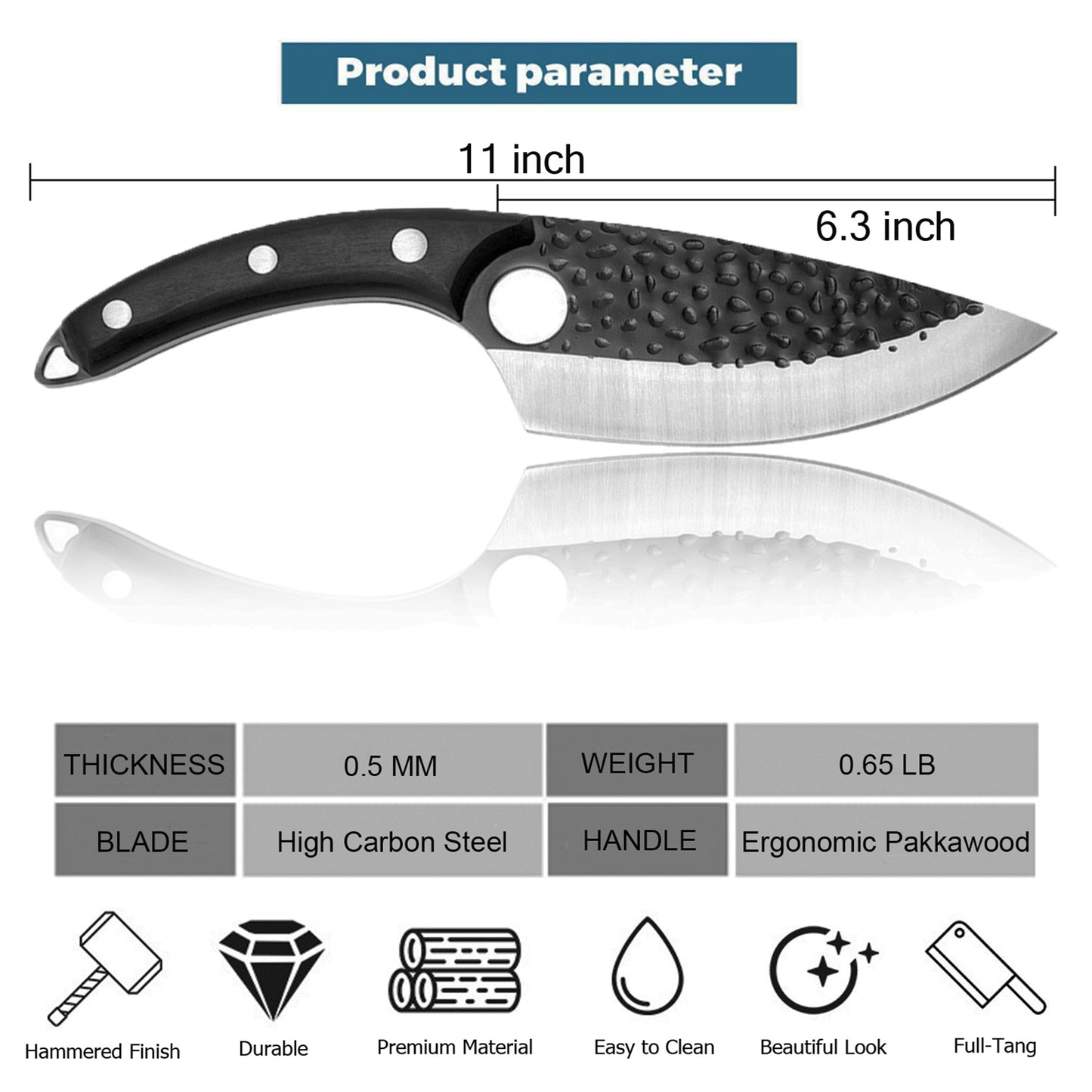 Kitory Forged Sharp Filet Knife with Non-Slip Handle