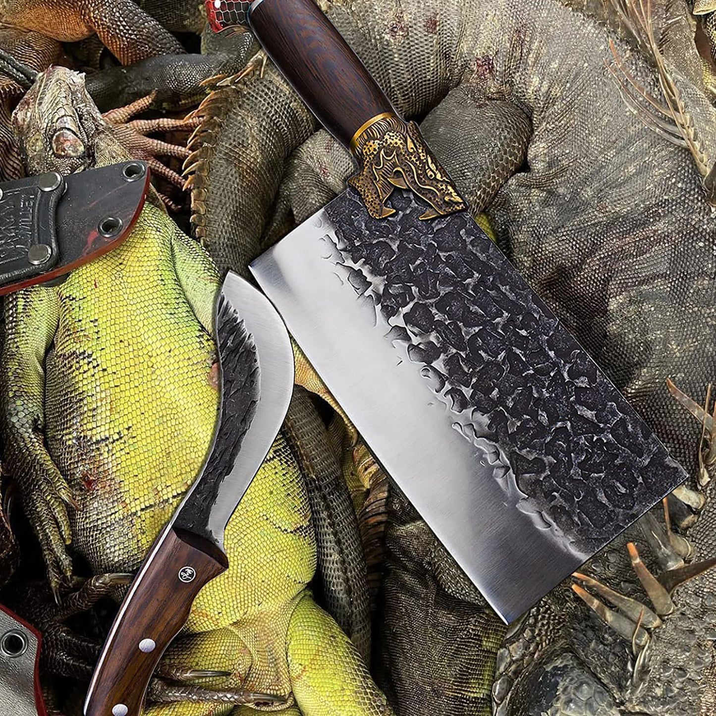 ZENG JIA DAO Meat Cleaver 8 Inch Full Tang With WengeWood Handle