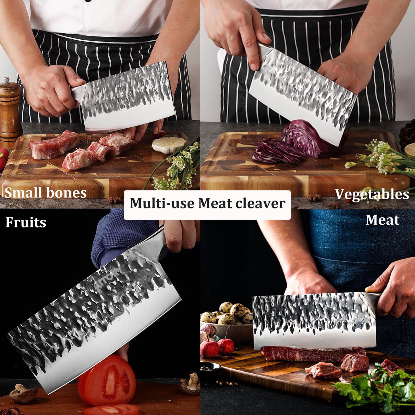 Kitory Meat Cleaver Heavy Duty Chinese Knife 8 Inch