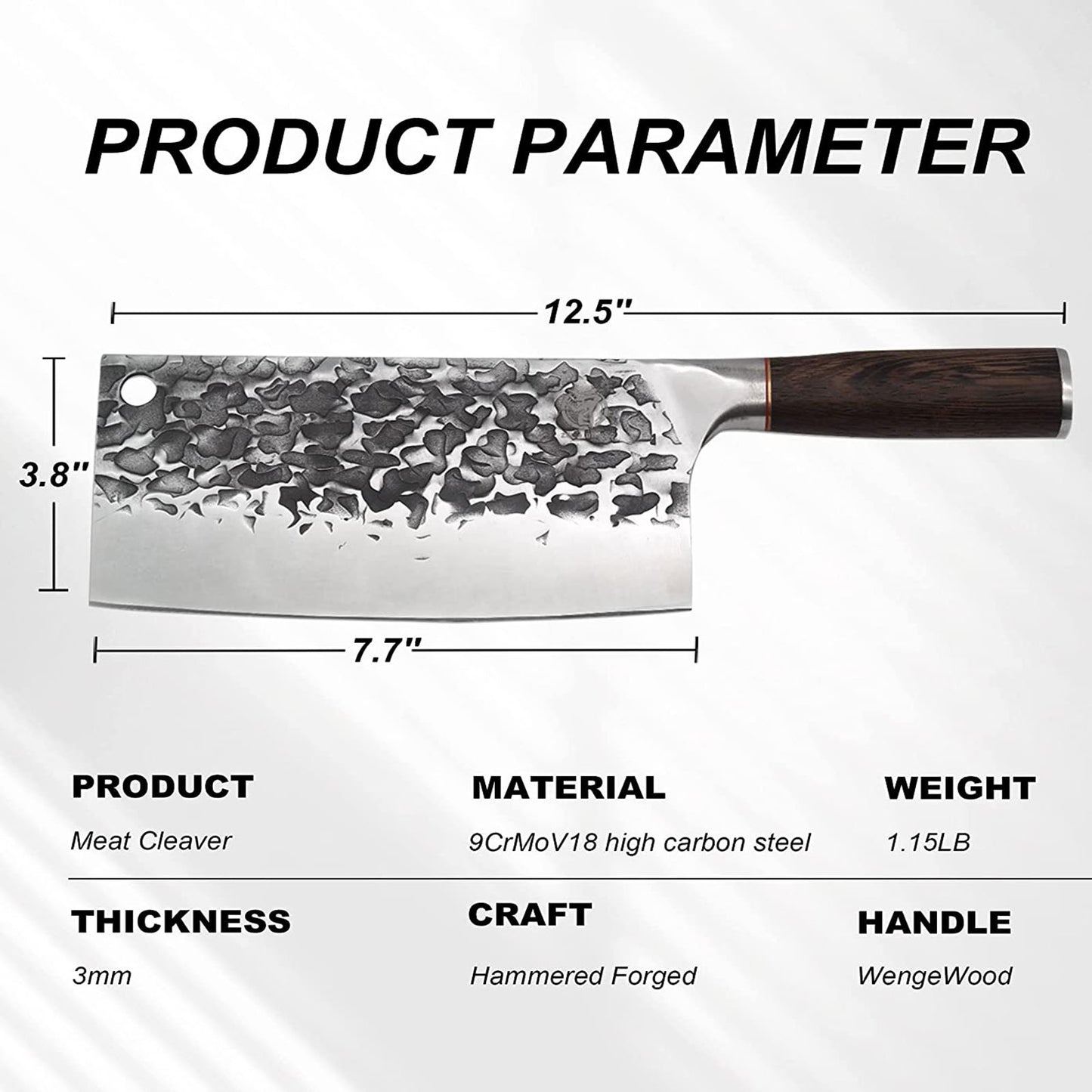 ZENG JIA DAO Meat Cleaver Knife 8 Inch High Carbon Steel With Gift Box
