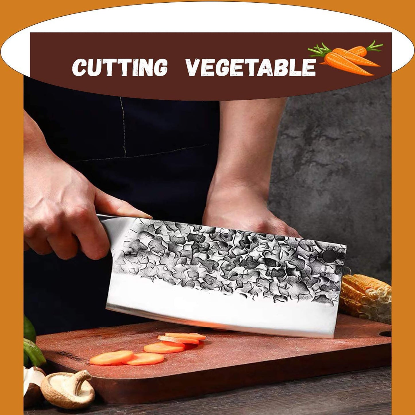 ZENG JIA DAO Meat Cleaver Knife 8 Inch High Carbon Steel With Gift Box
