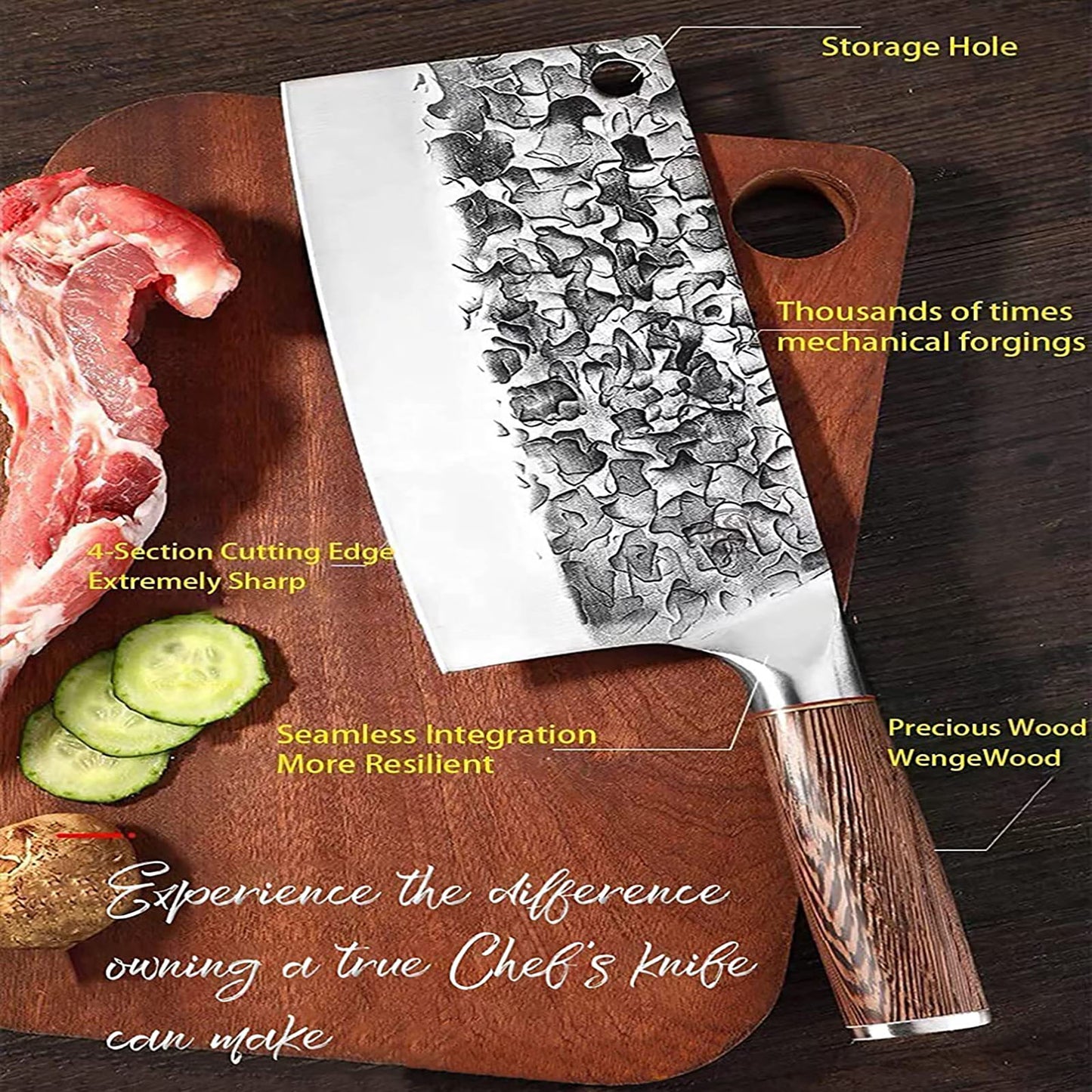 ZENG JIA DAO Meat Cleaver Knife 8 Inch High Carbon Steel With Gift Box