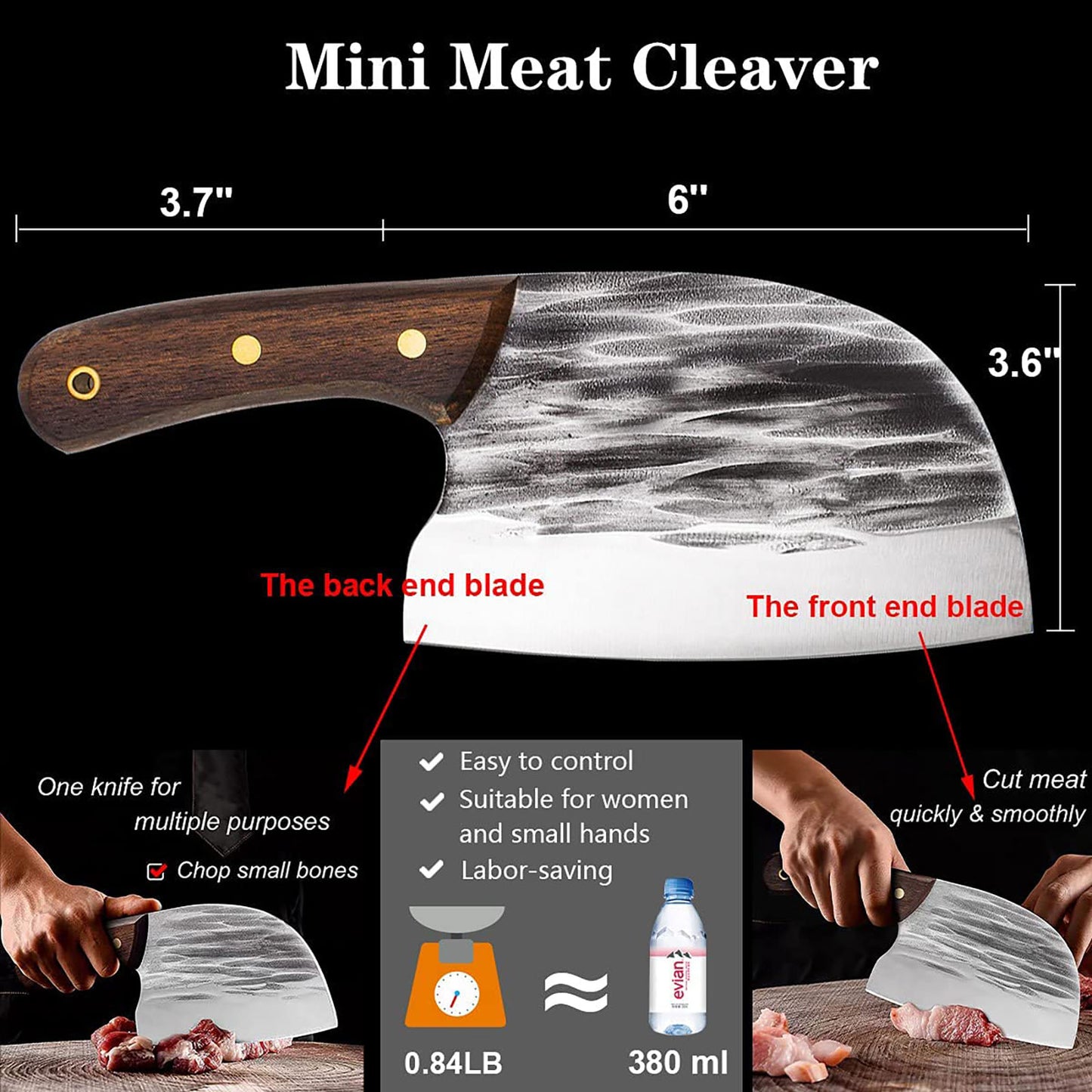 ZENG JIA DAO Forged Kitchen Cleaver 6 Inch Full Tang High Carbon Steel