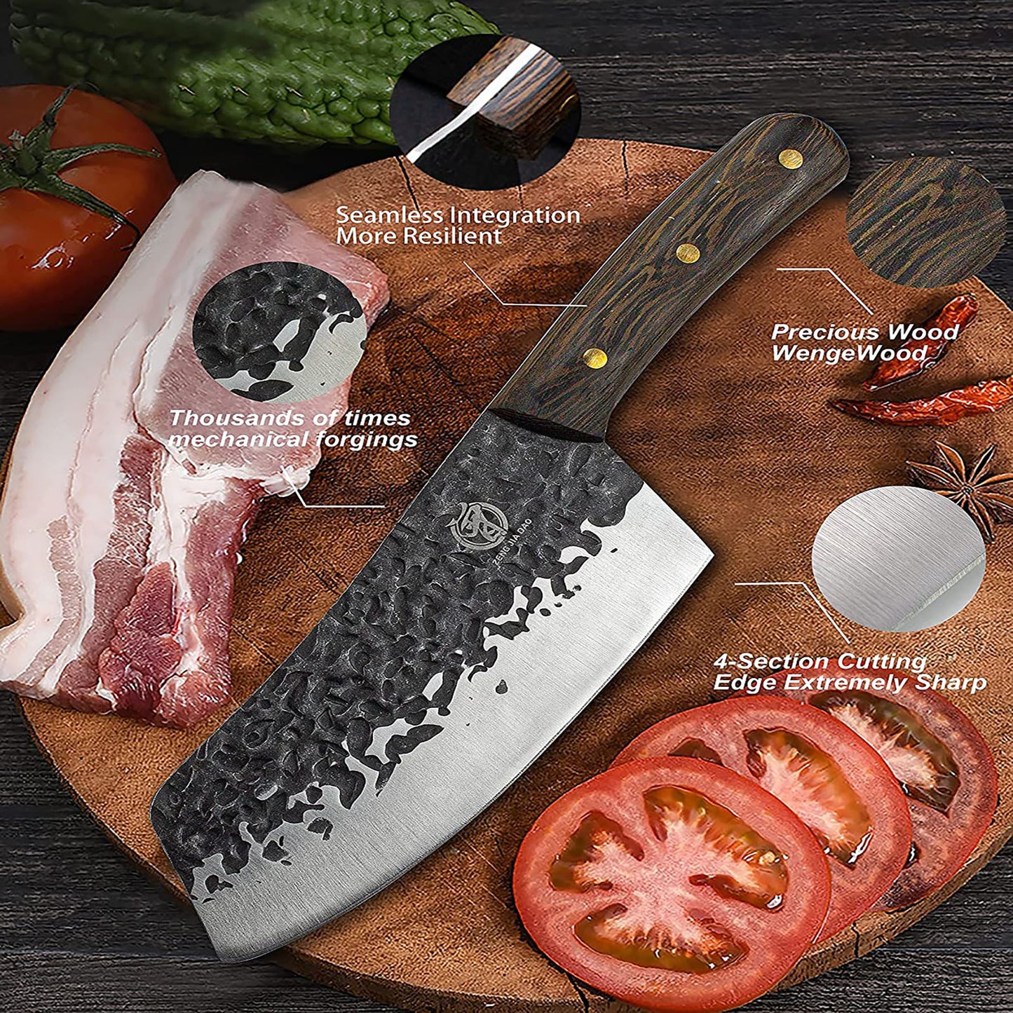 ZENG JIA DAO Forged Chinese Knives Handmade HC Stainless Steel
