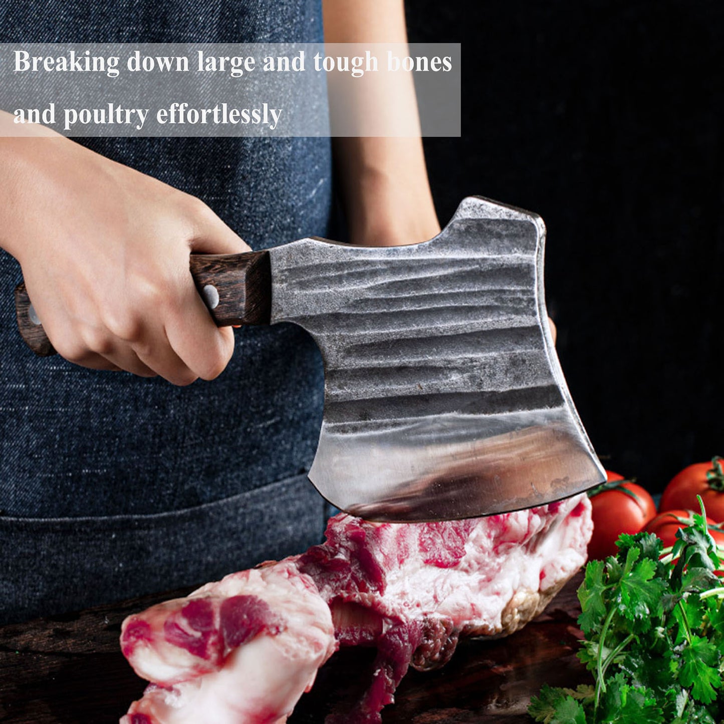 Kitory Heavy Duty Meat Cleaver Full Tang High Carbon Steel Wood Handle