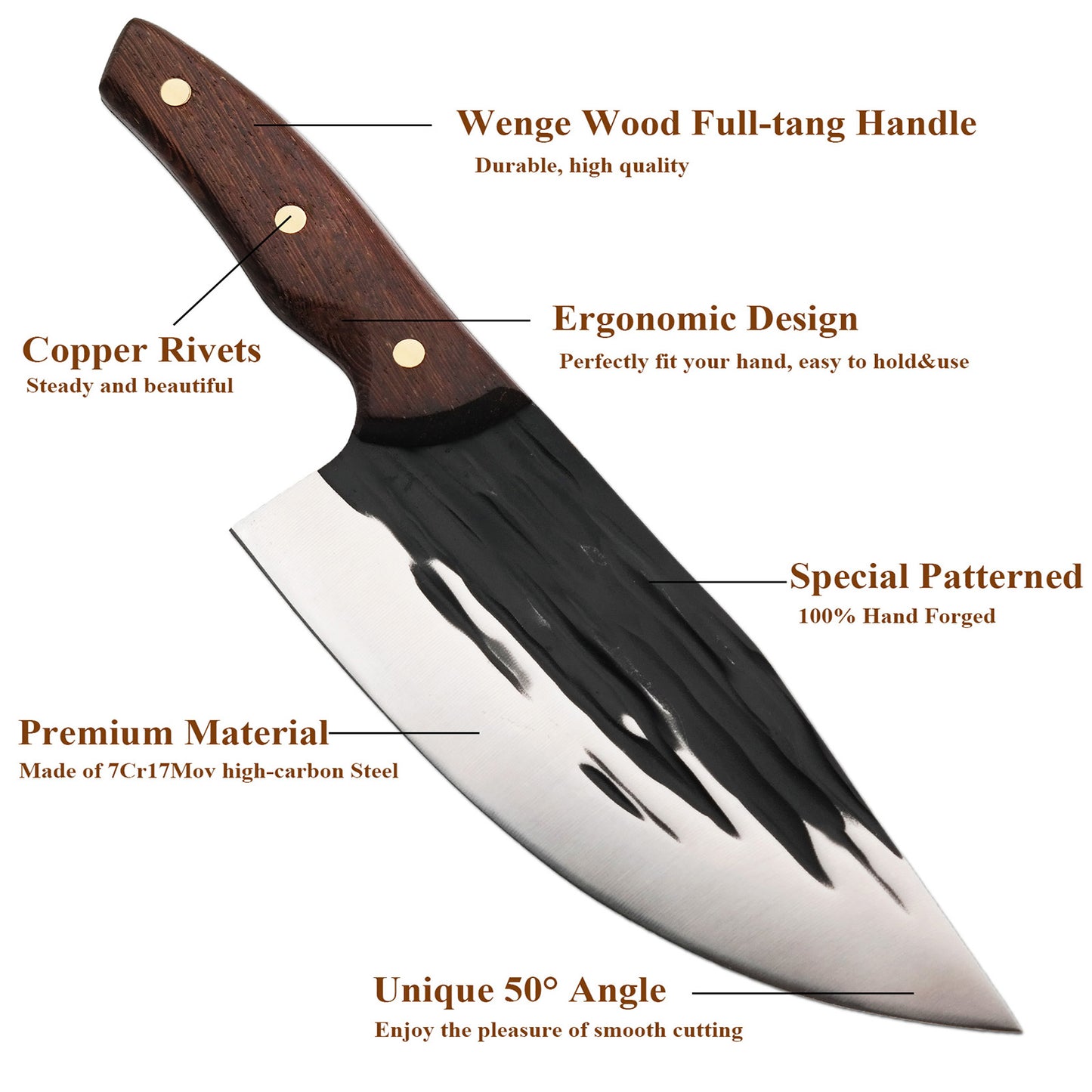 Kitory Butcher Boning Knife Full-tang With Copper Rivets