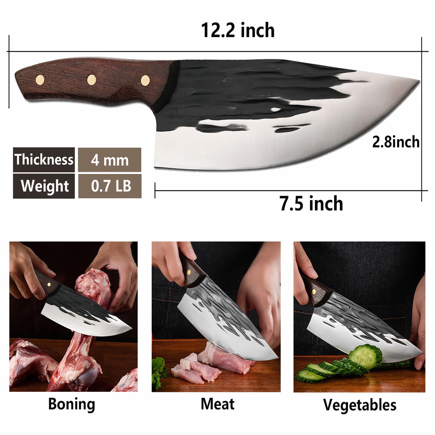Kitory Butcher Boning Knife Full-tang With Copper Rivets