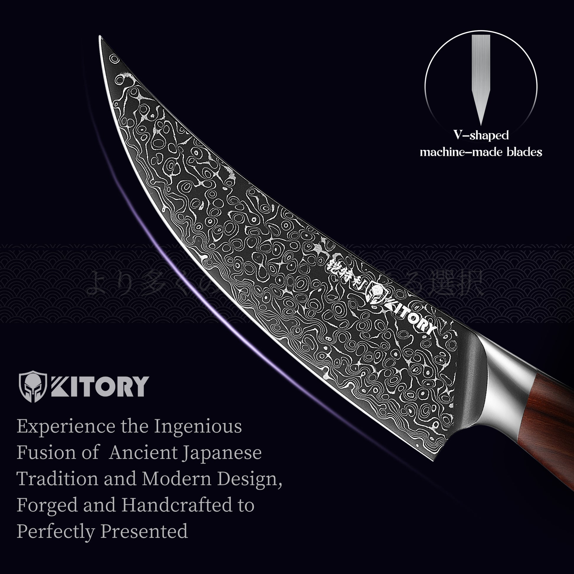 6.5 Inch Damascus deboning Knife, Professional 67-layers VG-10 Super Steel Japanese Boning Knife, Ultra Sharp Fish Knife with Ergonomic Red sandalwood Handle - KITORY Cutlery