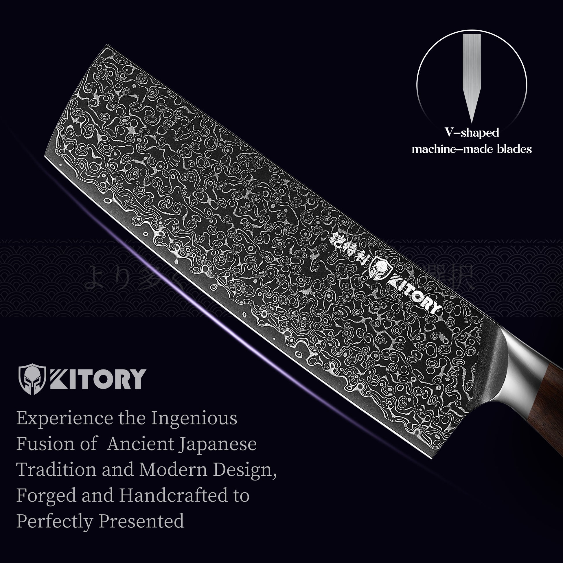 Damascus Nakiri Knife, 7.5-Inch Japanese High Carbon 67-layers VG10 Stainless Steel Kitchen Knife, Ultra Sharp Kitchen Knives with Full Tang Ergonomic Red sandalwood Handle for Kitchen and Restaurant - KITORY Cutlery