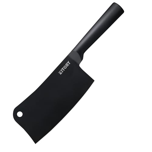 Kitory Meat Cleaver, Stainless Steel Professional Butcher Chopper Knife for Meat Vegetable, all Black Chinese Chefs Knife with Ergonomic Handle Holiday 2023 Gift