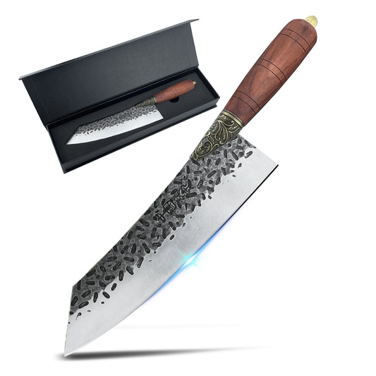 Long Quan Handmade Kiritsuke Knife 8.26 Inch High Carbon Steel With Gift box