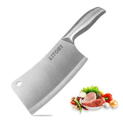 Kitory Meat Cleaver, Stainless Steel Professional Butcher knife, Stainless Steel Handle, meat vegetable knife for Home Kitchen and Restaurant, 2023 Gifts For Women and Men