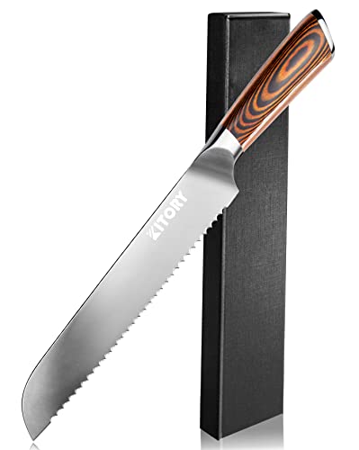 Kitory Bread Knife 8" Serrated Slicing Knife, Ultra Sharp Bread Cutting Knife, Cake Knife Bread Cutter with German High Carbon Stainless Steel Blade&Ergonomic Handle, 2024 Gifts