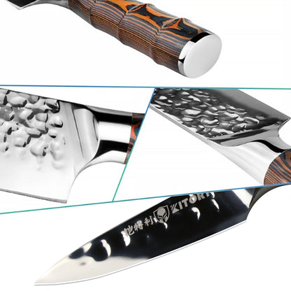 3.5" Paring Knife, Kitchen Paring Knives, HC German Stainless Steel, Hammered Ultra Sharp Blade, Bamboo Handle Cooking Cutlery 2025 Gifts for Home & Restaurant - KITORY Cutlery