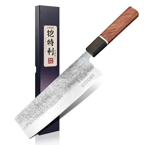 Kitory Nakiri Knives, 7'' Japanese 7Cr17MoV Knife, Stainless Steel with Ergonomic Handle, Vegetable Chef Knife for Chopping, Dicing & Slicing, Premium Gift Box