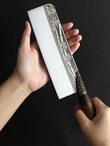 Handmade Nakiri Knife, Vegetable Cleaver, Longquan Chopping Knife, Bamboo Blade Pattern, 7.5" 2025 Gifts For Women and Men