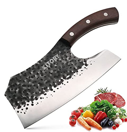 Kitory Professional Chef Knife, Effort Saving Kitchen Knives, Handmade full tang forged cleaver, 2024 Gifts For Women and Men