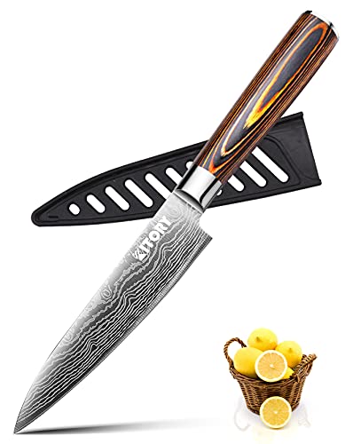 Kitory Kitchen Utility Knife 5 Inch, Small Chef Knife with Sheath, Ergonomic Pakkawood Handle, Sharp Cooking Knife for Home&Restaurant, 2024 Gifts For Women and Men
