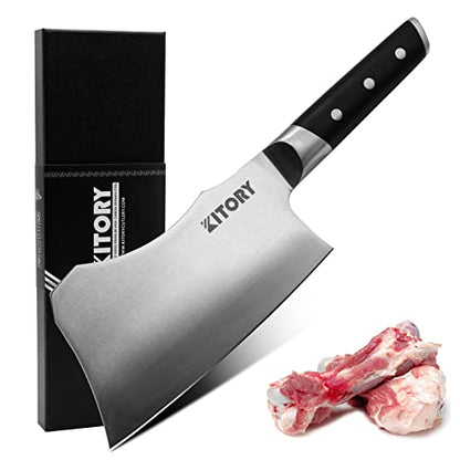 Kitory Heavy Duty Butcher Knife - 7 inch Bone Chopper German High Carbon Stainless Steel Chopping Knife with Ergonomic Handle - Meat Cleaver for Home Kitchen and Restaurant 2023 Gifts