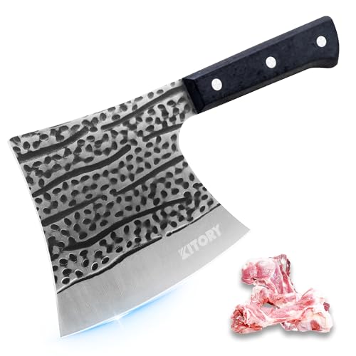 Kitory Meat Cleaver 6", Axe Shape Kitchen Knife, Heavy Duty, Cut all bones, Versatile Butcher Knife, Forged Steel, Full Tang, 2023 Gifts For Women and Men