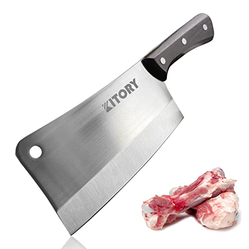 Kitory Meat Cleaver Knife 7'' Heavy Duty Meat Chopper Butcher Knife Bone Cutter Bone Chopping Knife - Full Tang 7CR17MOV High Carbon Stainless Steel - Wenge Wood Handle, 2024 Gifts