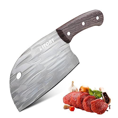 Kitory Serbian Chef Knife, 6" Razor Sharp Meat Cleaver and Vegetable Kitchen Knife with Full Tang Handle, High Carbon Stainless Steel, thin cleaver for Home and Kitchen ZXQ02 2024 Gifts