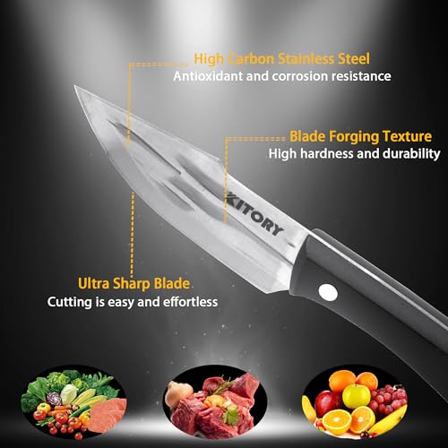 Kitory Chef Knife with Leather Sheath, Meat Cutting Knife with PP Handle，Professional Chef Knife High Carbon Steel For Home kitchen Cooking Outdoor Camping BBQ
