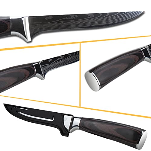 Kitory Boning Knife 6", Carving Knife Fillet Knife with Sheath, Ergonomic & Pakkawood Handle, 2023 Gift
