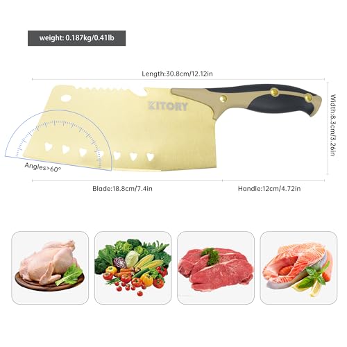 Kitory Cleaver Knife, Multipurpose Chinese Chefs Kitchen Knife with Ergonomic Handle