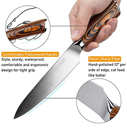 Kitory Paring Knife 5 inch, Kitchen Utility Knife, Stainless Steel Blade Ergonomic Pakkawood Handle, Fruit and Vegetable Paring Cutting Chopping Carving Knives for Home&Restaurant, 2024 Gifts