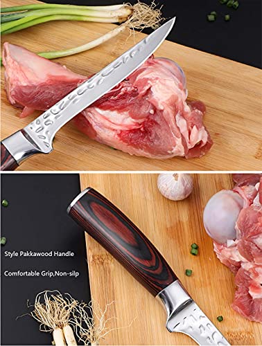 Kitory Boning Knife Forged Filleting Knife Razor sharp High-Carbon Stainless Steel Ergonomic Pakkawood Handle Professional Trimming Knife 7 INCH for Meat and Poultry - Gift 2024