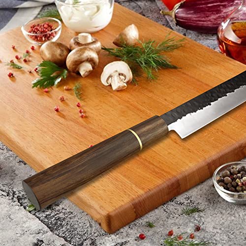 Kitory Slicing Knife 12" - Handmade Carving Slicer Knife for cutting turkey - Forged 9CrMoV18 HC Steel - High Density Wooden Handle - Japanese Kitchen Knife with Gift Box 2024 Gifts