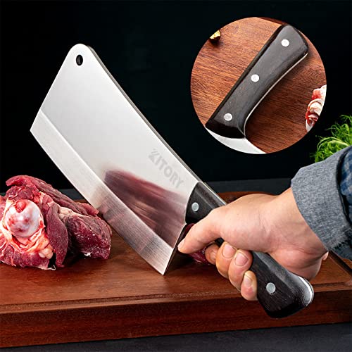 Kitory Meat Cleaver Knife 7'' Heavy Duty Meat Chopper Butcher Knife Bone Cutter Bone Chopping Knife - Full Tang 7CR17MOV High Carbon Stainless Steel - Wenge Wood Handle, 2024 Gifts