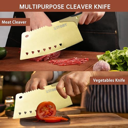 Kitory Cleaver Knife, Multipurpose Chinese Chefs Kitchen Knife with Ergonomic Handle