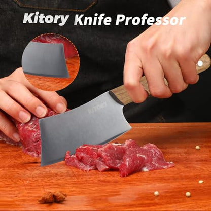 Kitory Mini Cleaver Knife, 4'' Little Multi-functional Steak Knife Chinese Kitchen Chef Knife Small Blade with Long Handle Vagetable & Fruit Chopping Knife HS14M, 2024 Gifts