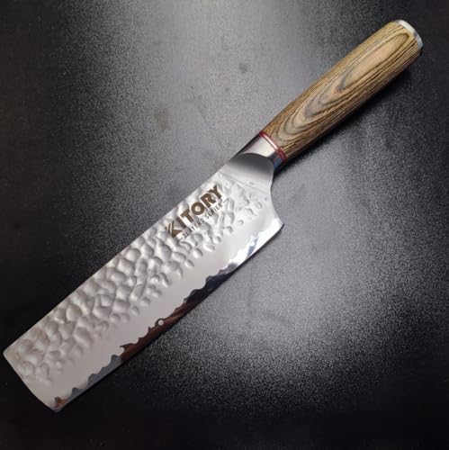 Nakiri Knife 3Layers Series Kitchen Knives Japanese Forged Vegetable Knife Sharp Meat Cleaver Ergonomic Pakkawood Handle Asian Chef Knife for Home and Kitchen 2023 Gifts