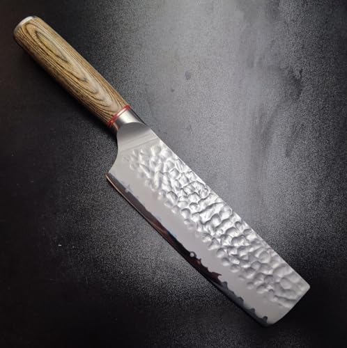 Nakiri Knife 3Layers Series Kitchen Knives Japanese Forged Vegetable Knife Sharp Meat Cleaver Ergonomic Pakkawood Handle Asian Chef Knife for Home and Kitchen 2023 Gifts