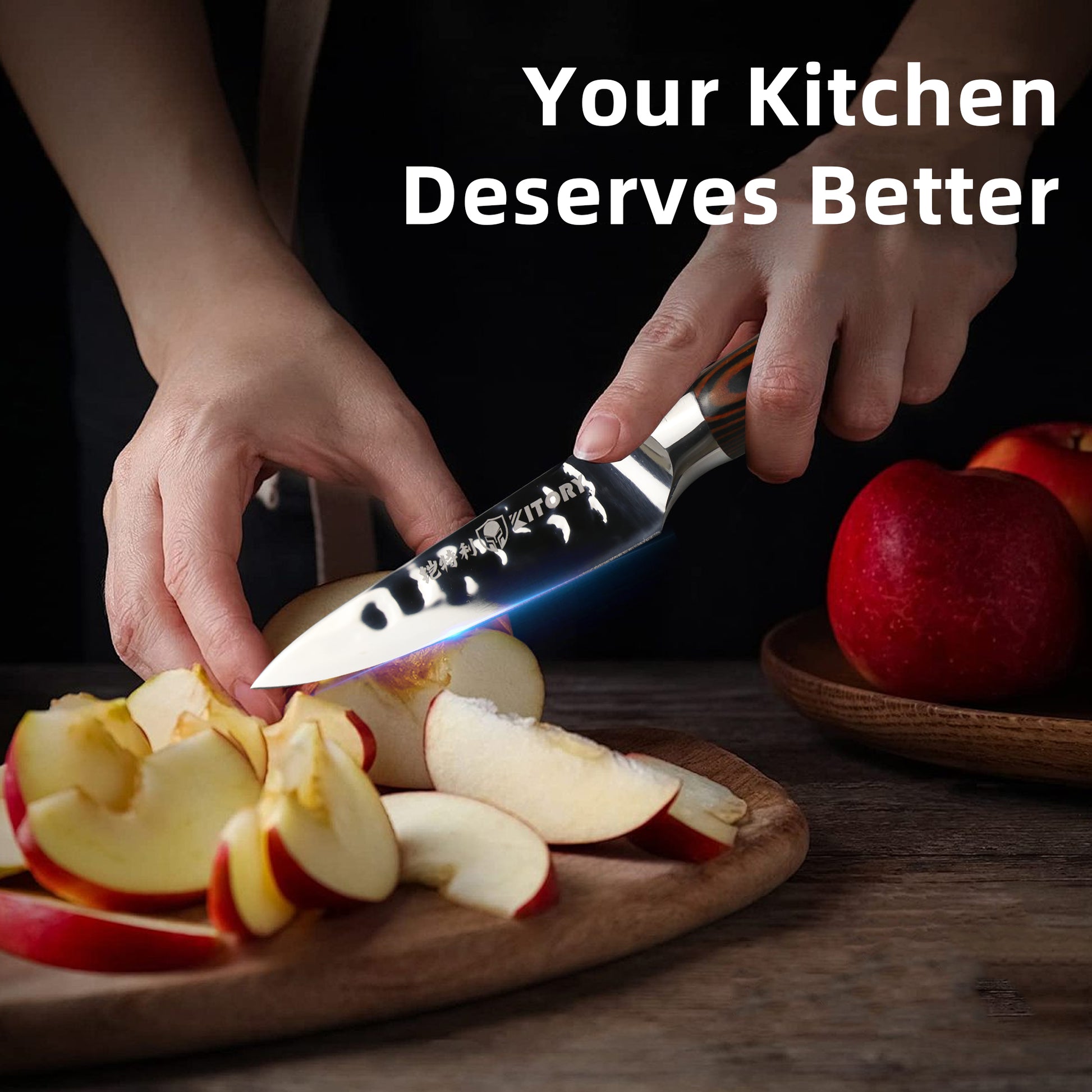 3.5" Paring Knife, Kitchen Paring Knives, HC German Stainless Steel, Hammered Ultra Sharp Blade, Bamboo Handle Cooking Cutlery 2025 Gifts for Home & Restaurant - KITORY Cutlery