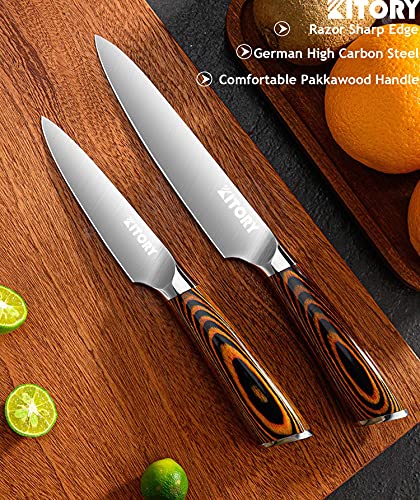 Kitory Paring Knife 5 inch, Kitchen Utility Knife, Stainless Steel Blade Ergonomic Pakkawood Handle, Fruit and Vegetable Paring Cutting Chopping Carving Knives for Home&Restaurant, 2024 Gifts