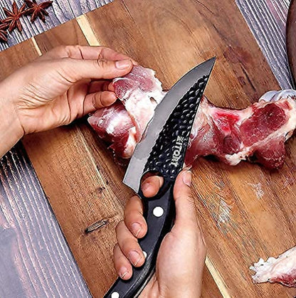 Kitory Viking Knife Butcher Boning Knife 6'' Small Cleaver Knife Full Tang - Ebony 49.9Handle Chinese Chef Knife Forged Kitchen Knife for Kitchen/Camping/BBQ/Out Door Survival 2023 Gifts